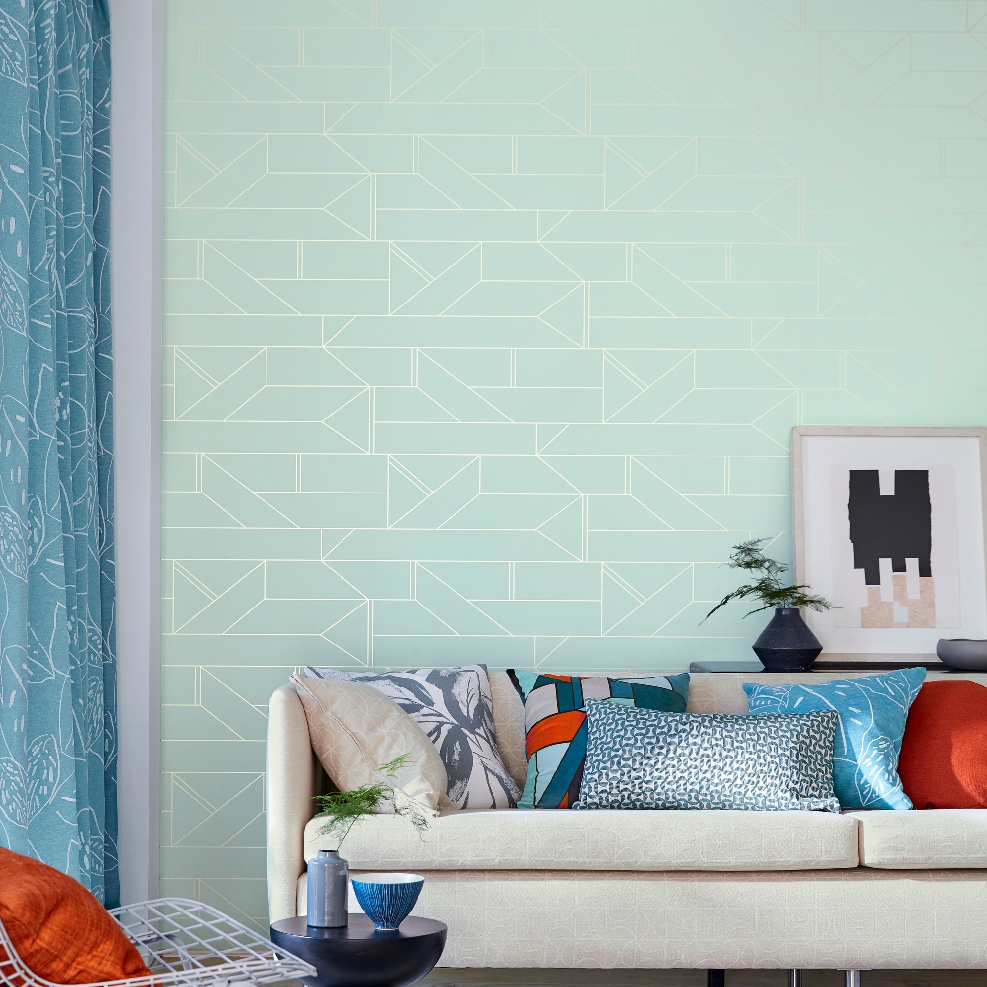 Barbican Geometric Wallpaper 112013 By Scion In Mint Green